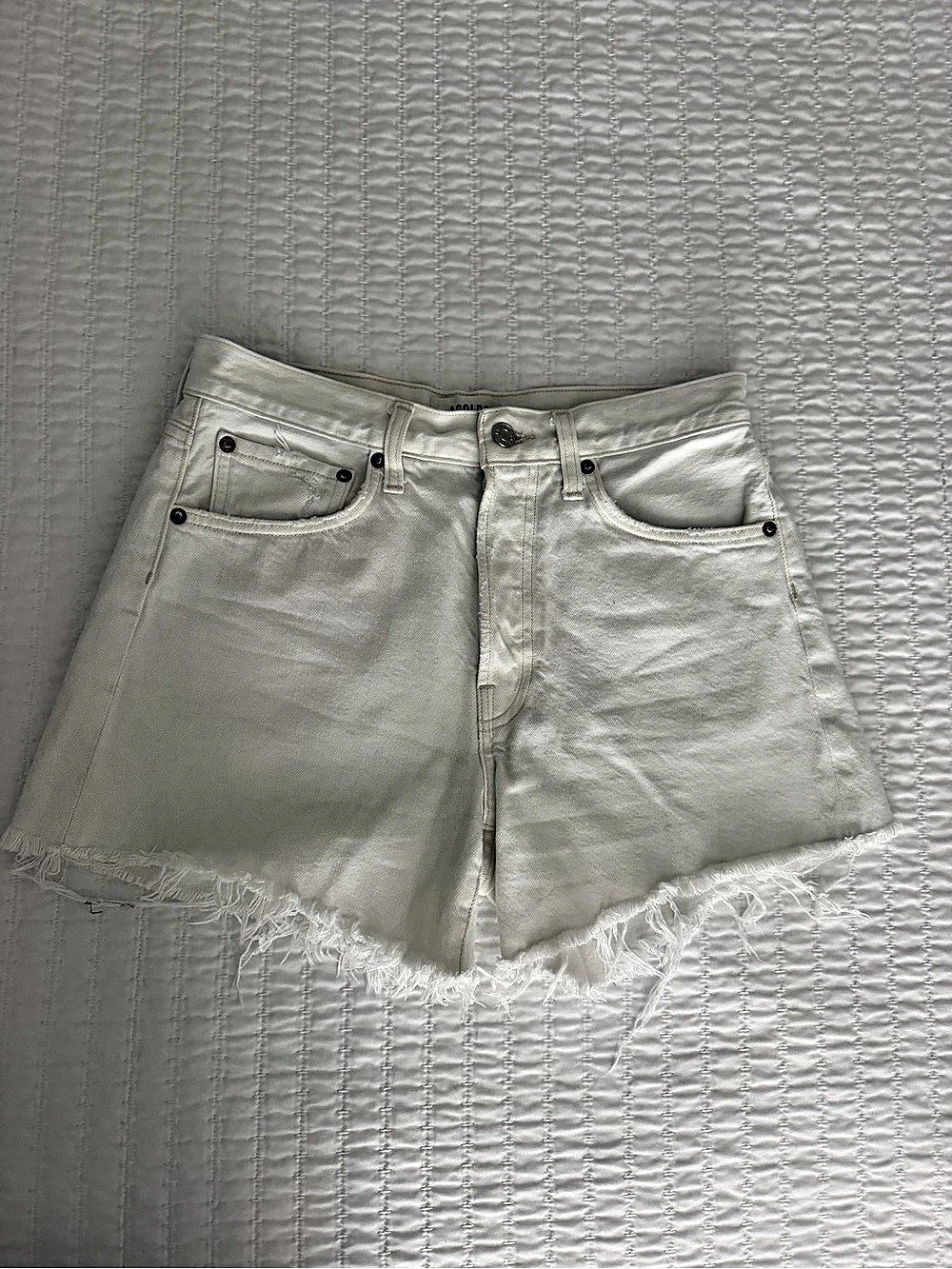 Women's AGOLDE Parker Vintage Cut Off Short White Denim Waist 26